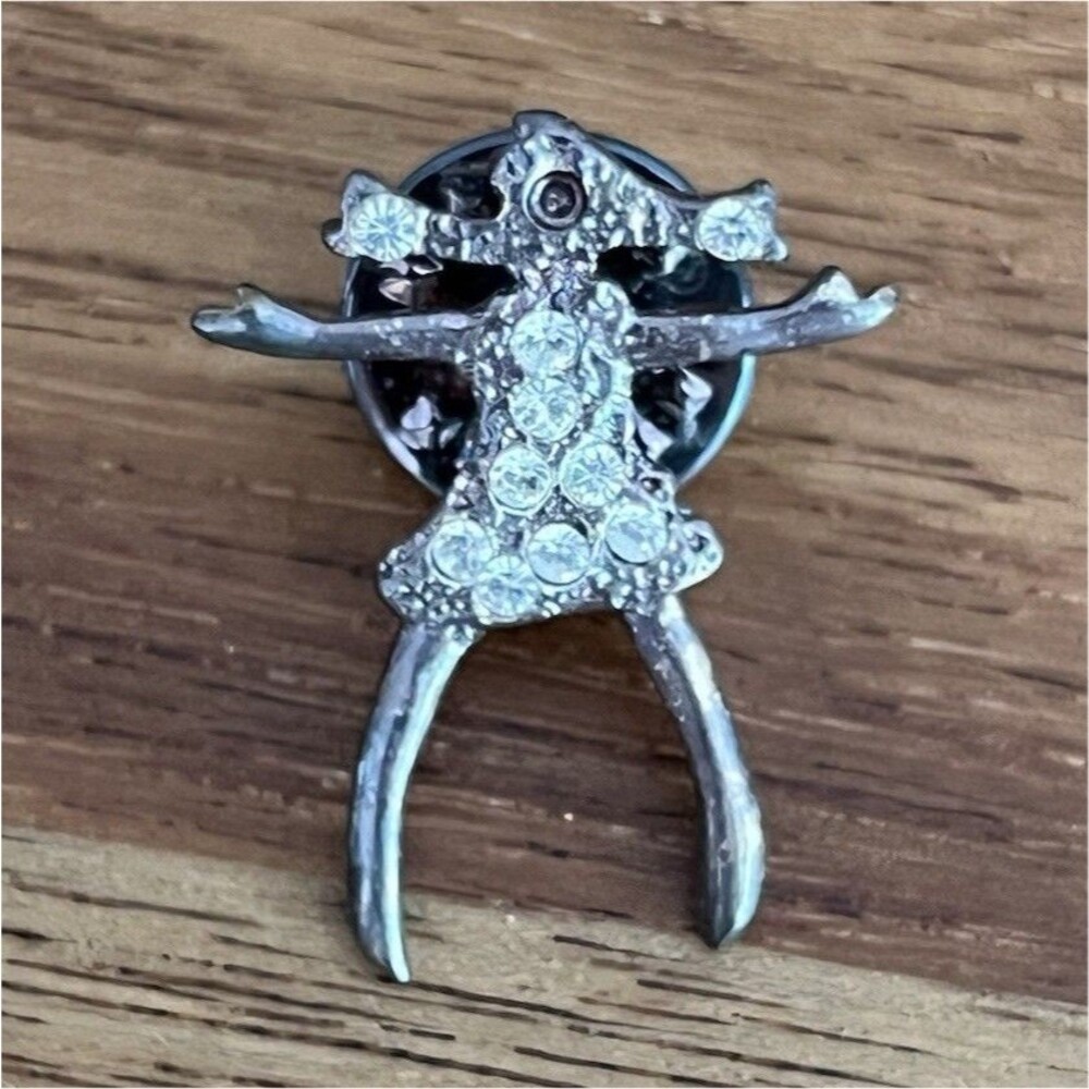 American Girl Ice Skating Pin Vintage Rhinestone Pin